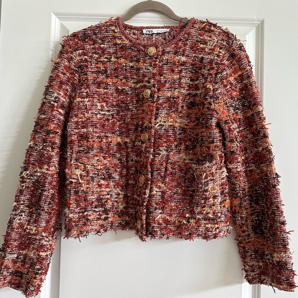 Zara Structured Knit Tweed Jacket, M - Picture 1 of 5